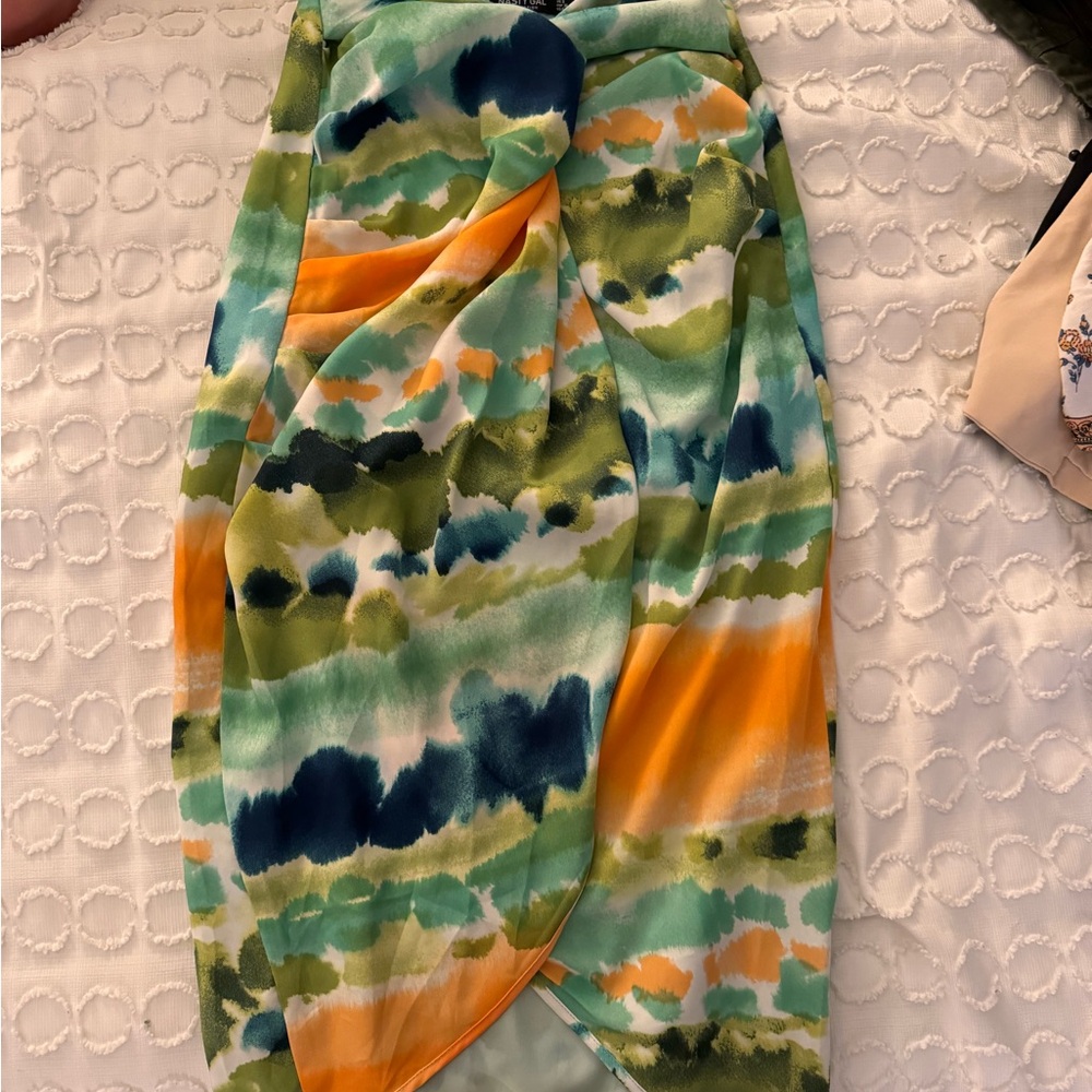 Nasty Gal Multicolor Watercolor Tulip Skirt